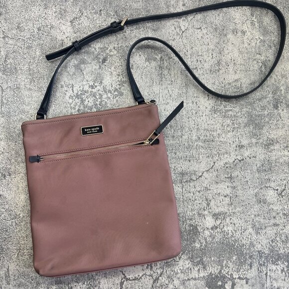 Kate Spade New York Dawn Flat Nylon and Leather Pink and Black Crossbody Bag - Picture 3 of 15